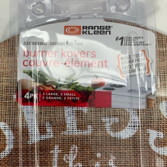 Range Kleen Burlap Blessings Farmhouse Range Stove Covers Round Set of 4 Round - Picture 9 of 12